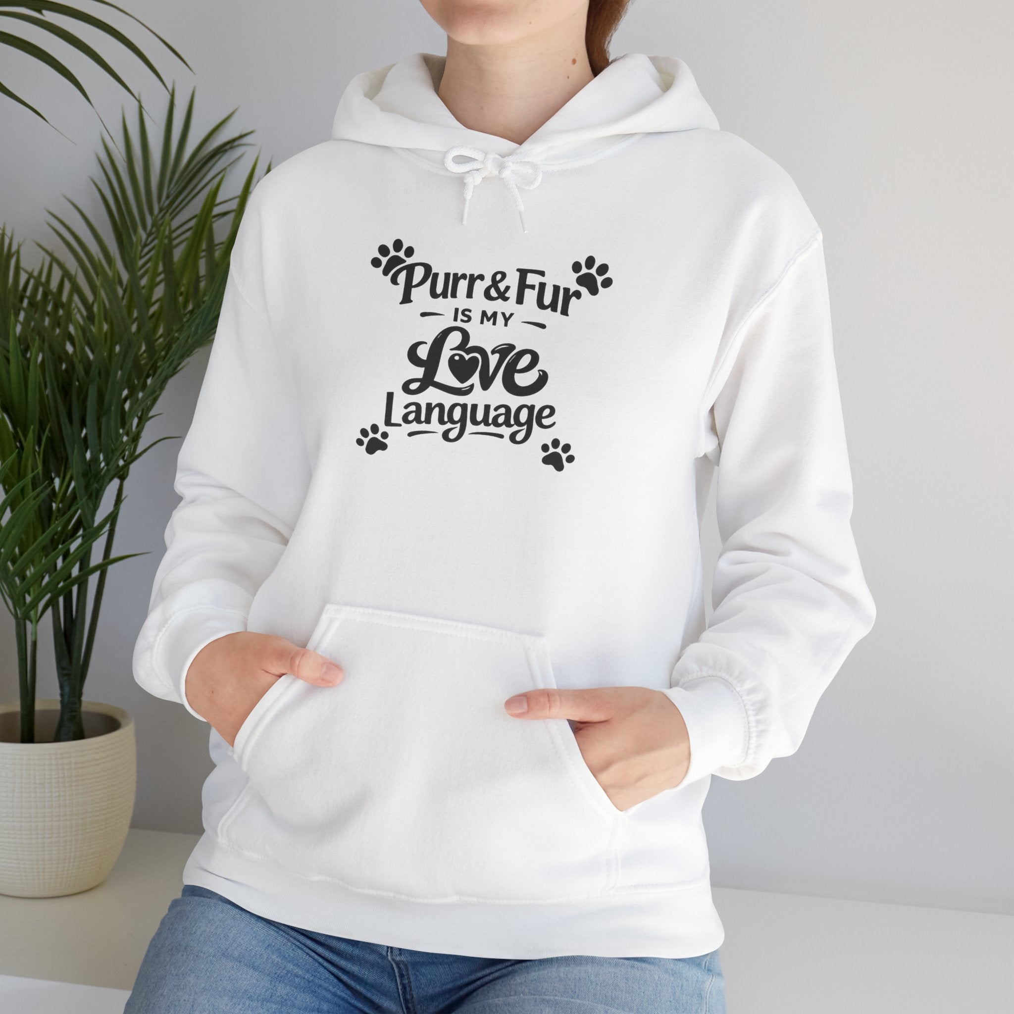 Cat Lover Hoodie - "Purr & Fur is My Love Language" Pullover