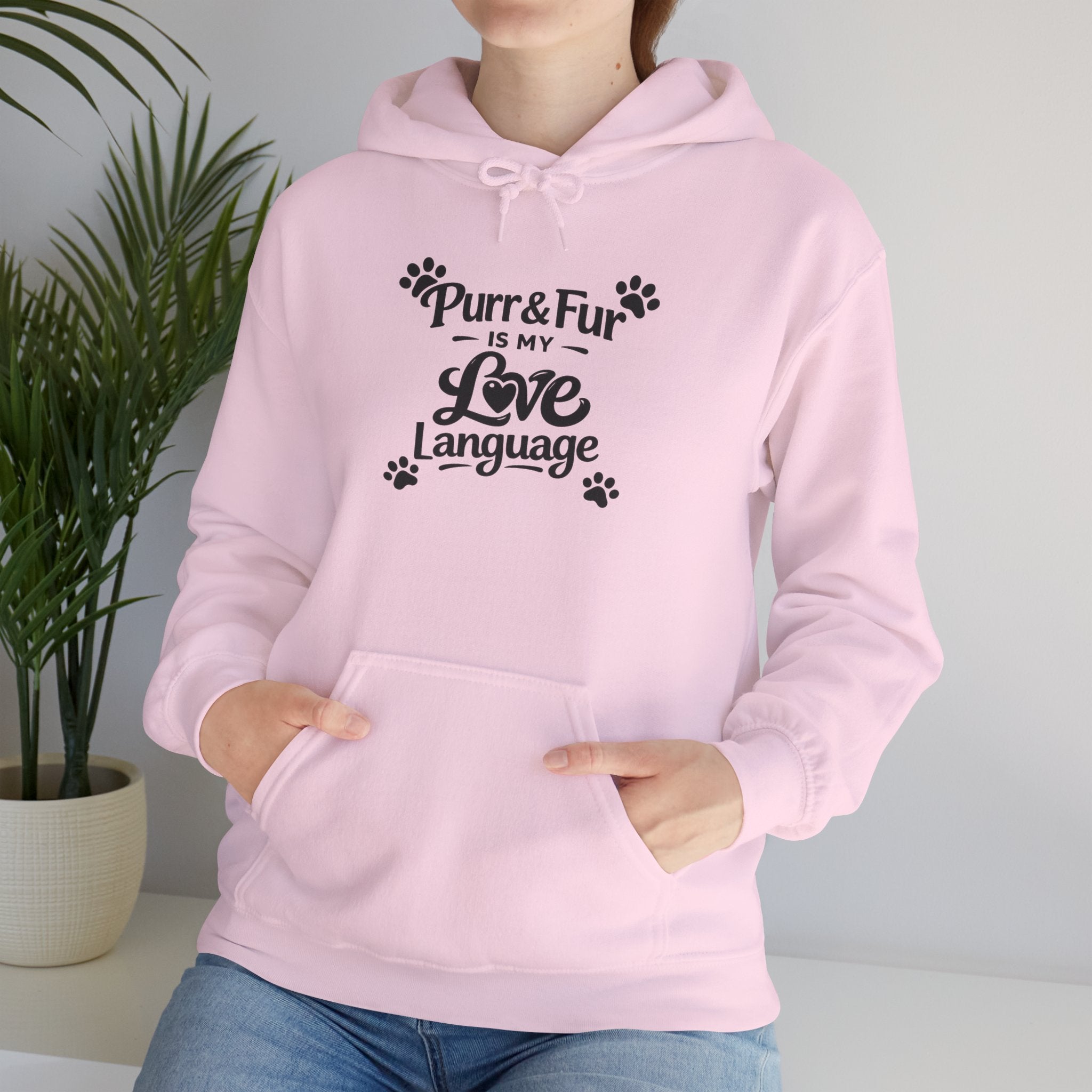 Cat Lover Hoodie - "Purr & Fur is My Love Language" Pullover